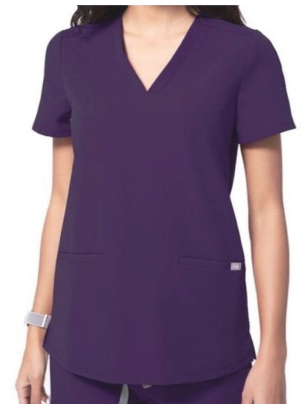 Figs Women's V-Neck Tunic Top — Deep Purple